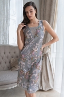 Шёлковая сорочка ниже колен на широких бретелях серая Амели 5044 Mia-Amore