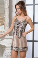 Шёлковая сорочка ночная без подреза короткая JUSTIN 3141 беж Mia-Amore