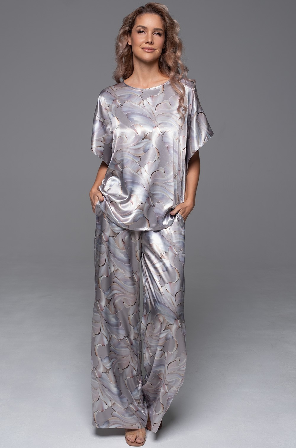 Шелковая пижама топ и широкие брюки Mia-Amore 4716 Ла Перла