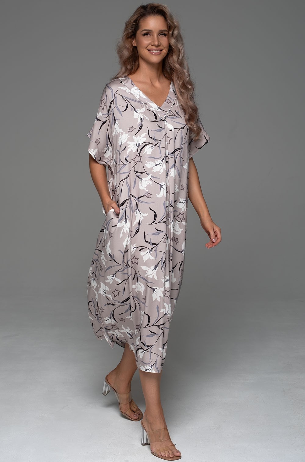 Ночная сорочка с короткими рукавами из вискозы с шёлком Майла 5564 Mia-Amore