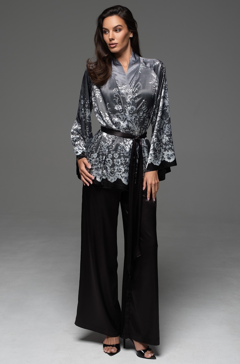 Пижама шёлковая Mia-Amore 4736 Кармелита запашной жакета и брюки