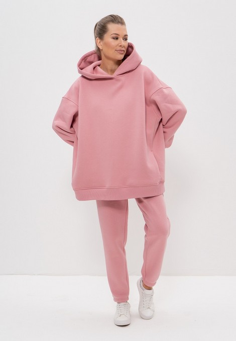 Спортивный костюм женский худи с брюками утепленный 1143 ч/роза Cleo
