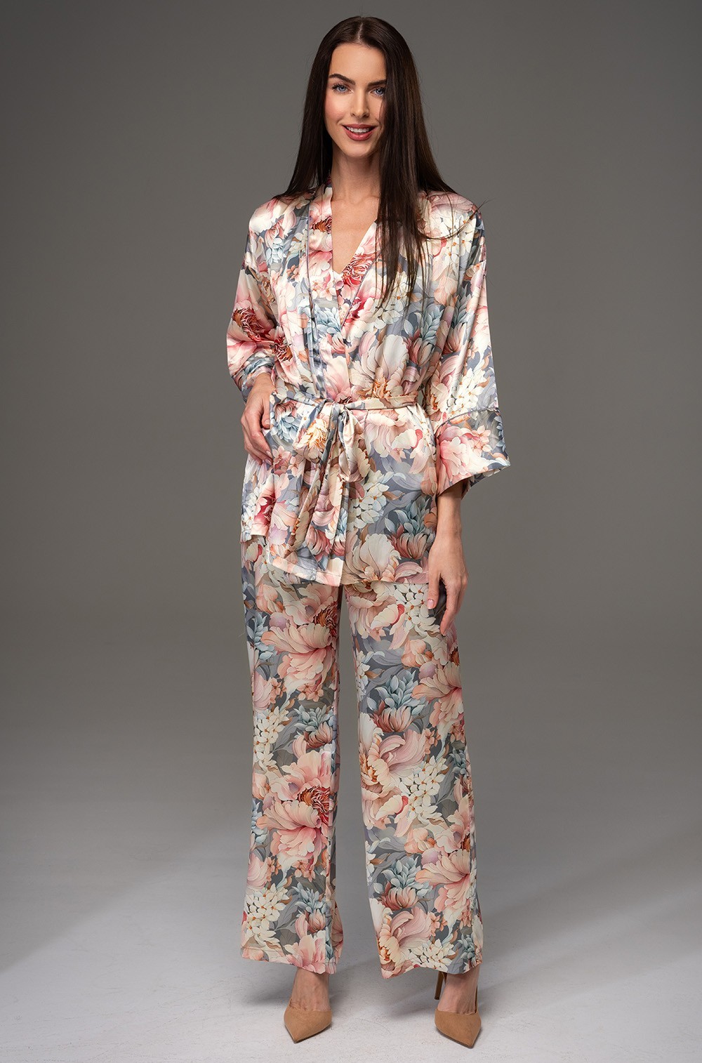 Шёлковая пижама жакет топ и брюки Флорин 4377 Mia-Amore