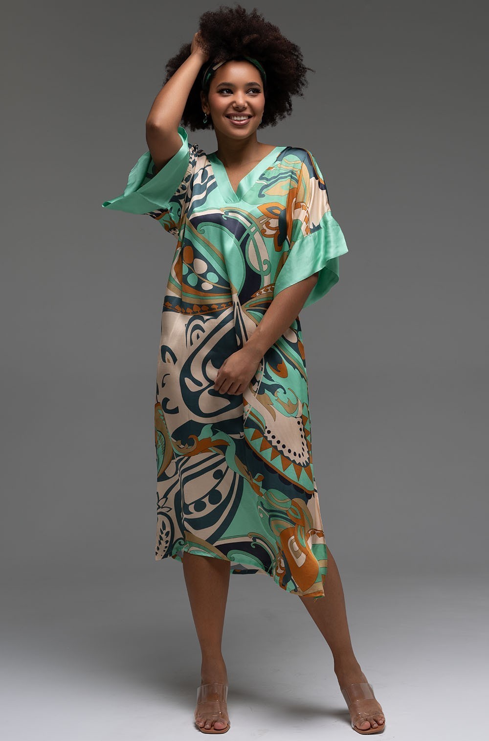 Стильная туника длинная из шёлка с вискозой Capri 4564 Mia-Amore