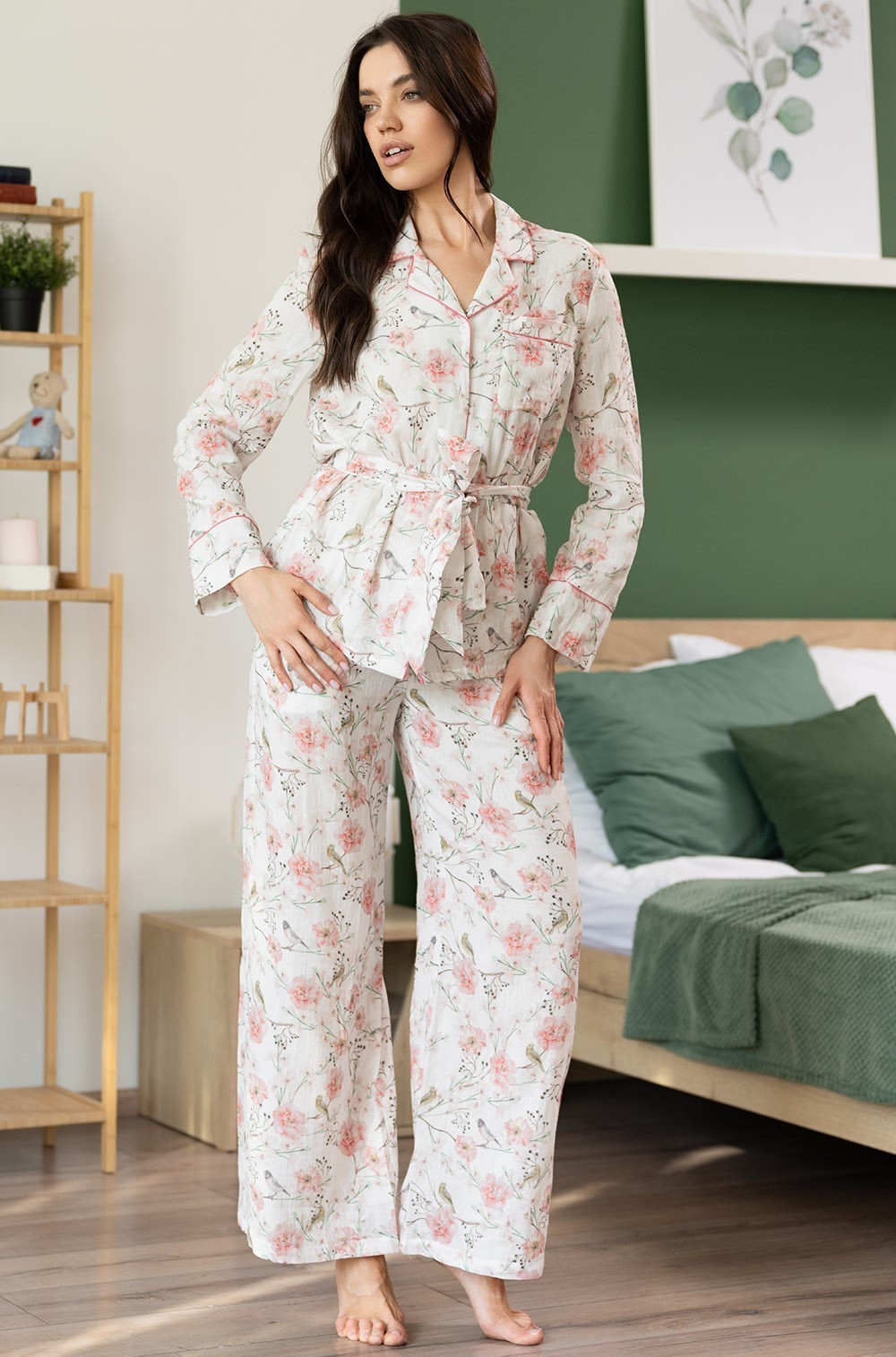 Пижама из хлопка на пуговицах с брюками Вербена 5526 Mia-Amore