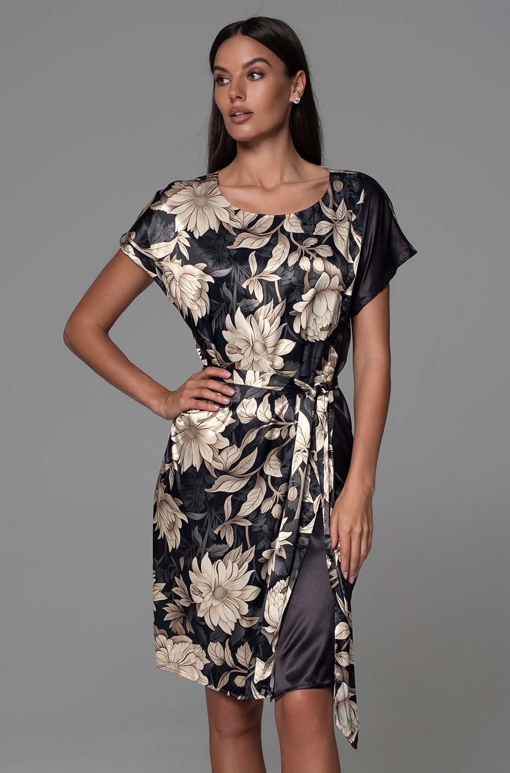 Шёлковая запашная туника с коротким рукавом.Дениса 4868 Миа-Аморе