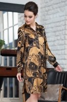 Шёлковый халат-рубашка женский короткий на пуговицах Антика 3477 Mia-Amore