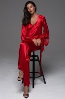Роскошная шёлковая пижама с топом красная Merlot 4746 Mia-Amore