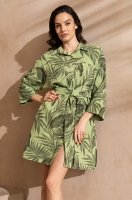 Рубашка женская летняя из хлопка короткая Тенерифе 5227 зелёная Mia-Amore