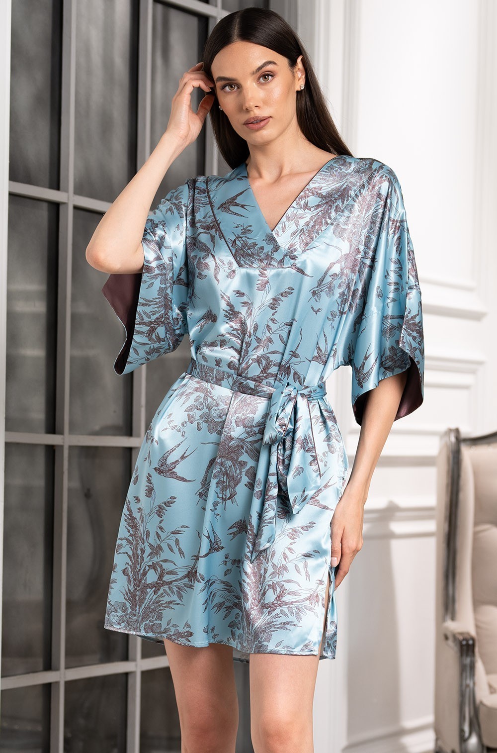 Шёлковая туника короткая с широким рукавом Просекко 4227 Mia-Amore