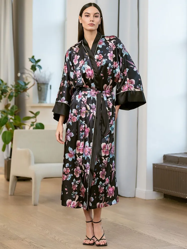 Шёлковый халат длинный запашной Алисия 4079 Mia-Amore