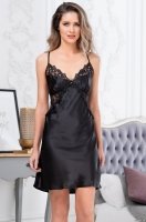 Шёлковая сорочка ночная с отрезными чашками чёрная EDITA Эдита 3671 Mia-Amore