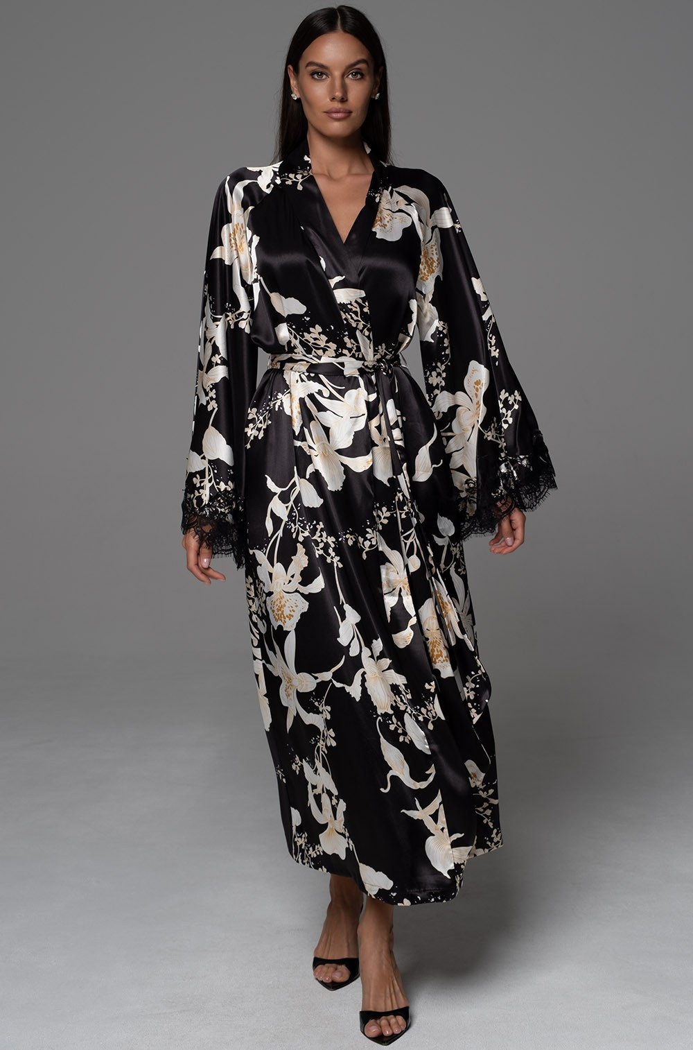 Шёлковый длинный халат запашной 4779 Арабель Mia-Amore