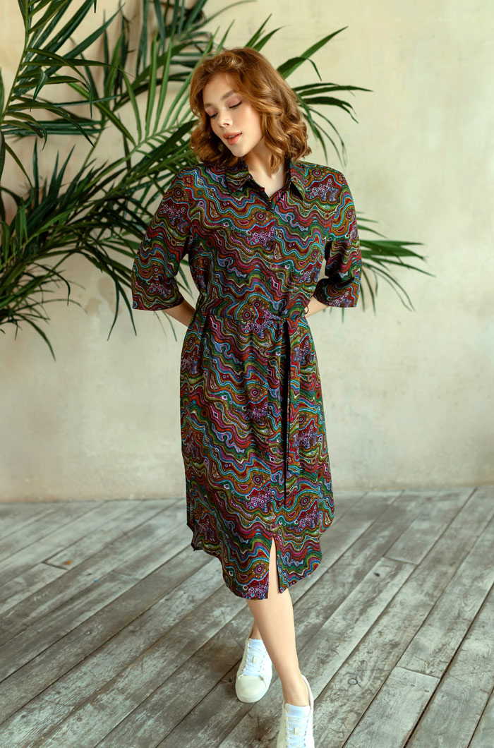 Туника домашняя рубашечного типа из вискозы Reina Рейна 16476 Миа-Миа