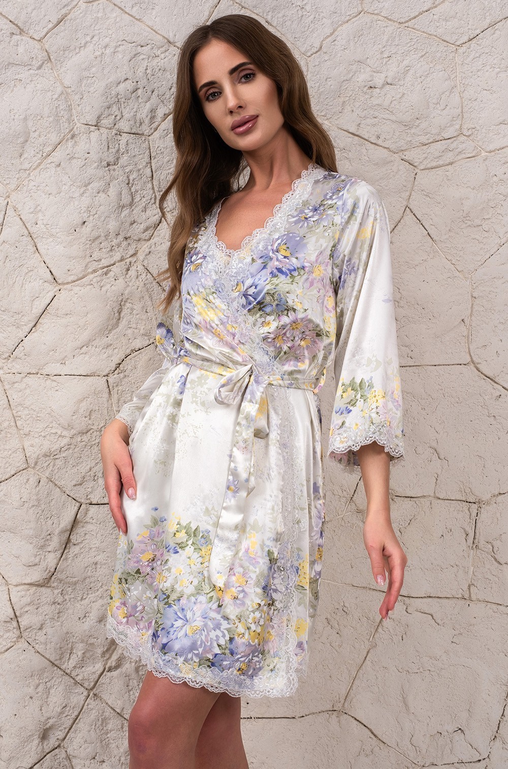 Шёлковый халат женский домашний Lilianna Лилианна 5993 Mia-Amore