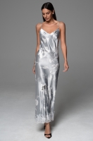 Длинная шёлковая сорочка на тонких бретелях серебро 4774 Арабель Mia-Amore