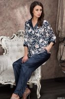 Шёлковая пижама-двойка женская жакет брюки Эмилия 5966 Mia-Amore