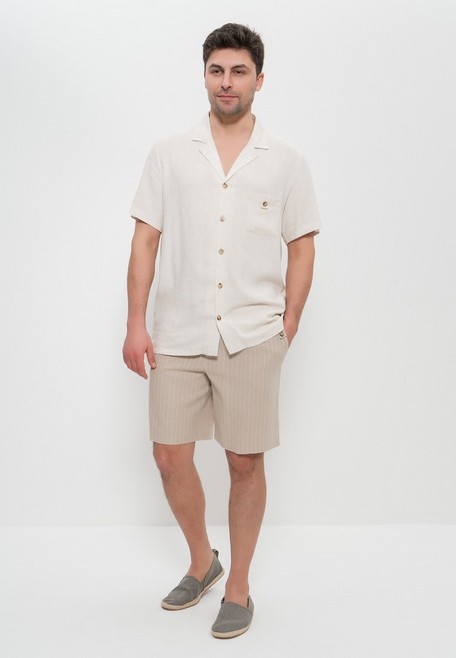 Шорты мужские летние лён 1020 Cleo беж/полоска