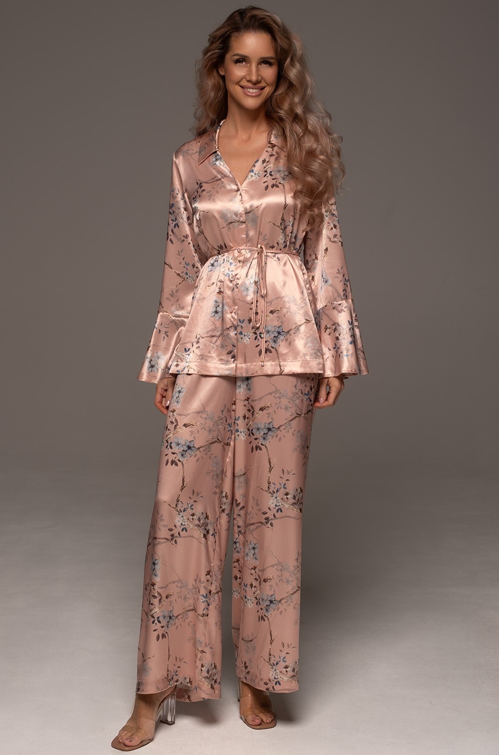 Шёлковая пижама на пуговицах с брюками палаццо Фиора 4646 Mia-Amore
