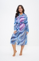 Пляжная туника длиннная шифоновая на пуговицах 1297 Cleo голубой