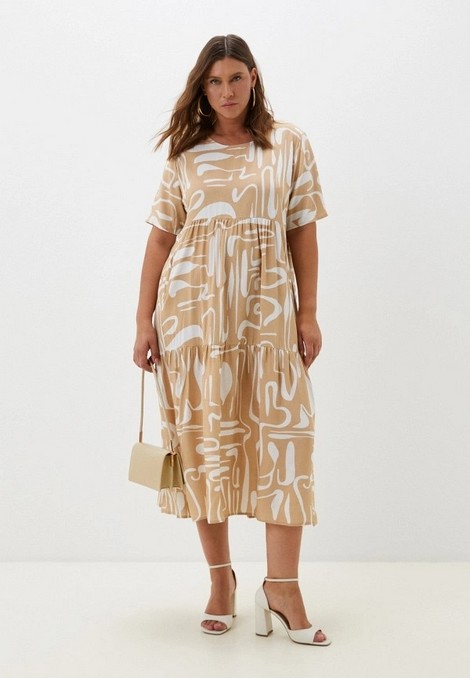 Платье женское 1231Cleo беж длинное летнее из штапеля