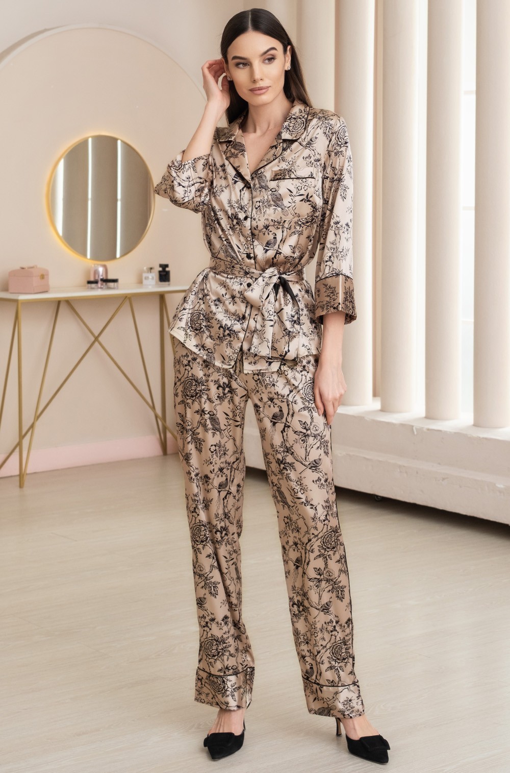 Шёлковая пижама женская рубашка с брюками Артемида 4136 Mia-Amore