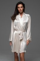 Халат домашний Леонардо Mia-Amore 4663 из шёлка кремовый