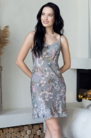 Шёлковая ночная сорочка серая короткая на тонких бретелях Амели 5040 Mia-Amore