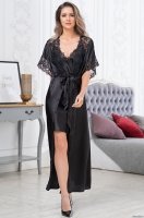 Шёлковый халат женский длинный с кружевом EDITA Эдита 3679 Mia-Amore