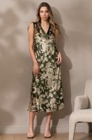 Шёлковая ночная сорочка на широких бретелях 5155 хаки Виттория Mia-Amore