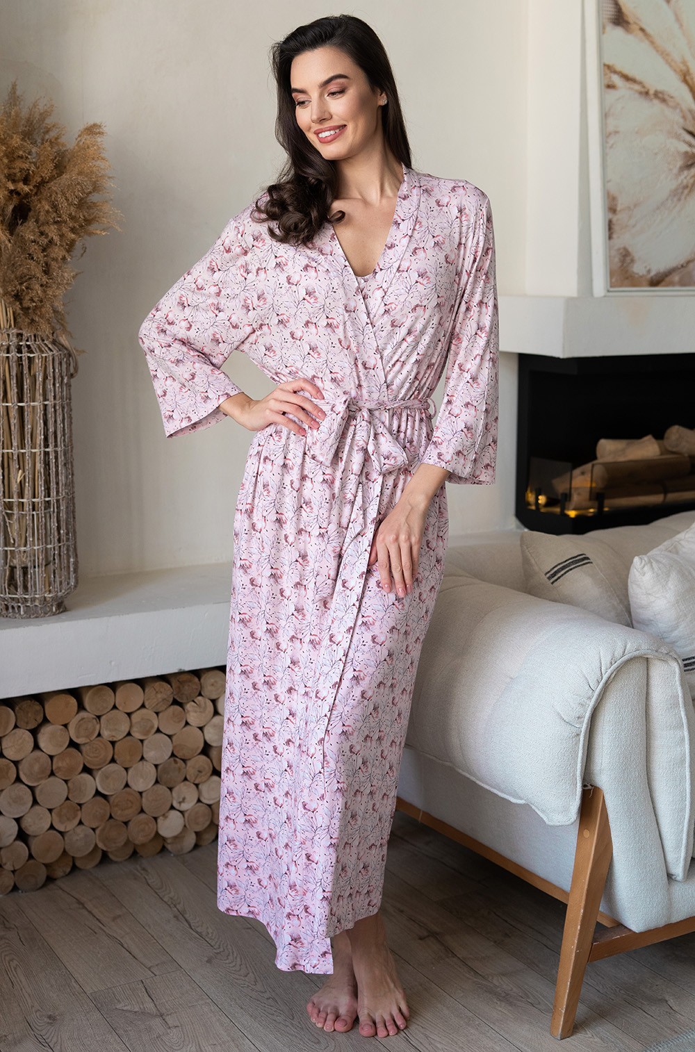 Халат домашний длинный запашной большие размеры Инесса 5019 Mia-Amore
