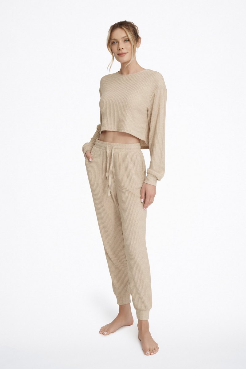 Домашний костюм лонгслив со штанами в рубчик 40253 CLYTIA Esotiq Польша