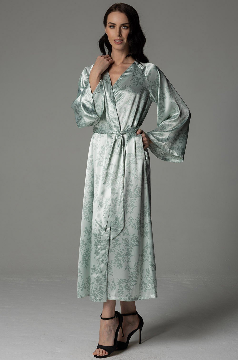 Шёлковый халат женский Mia‑Amore Tiffany 4919 длинный с запахом