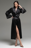 Халат длинный из смесового шёлка чёрный Лилироуз 4599 Mia-Amore