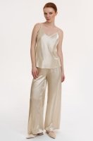 Пижама топ с брюками атласная Джулия Шарм айвори 8755 Mia-Amore