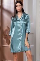 Атласная рубашка женская JULIA  Джулия 8737 изумруд Mia-Amore