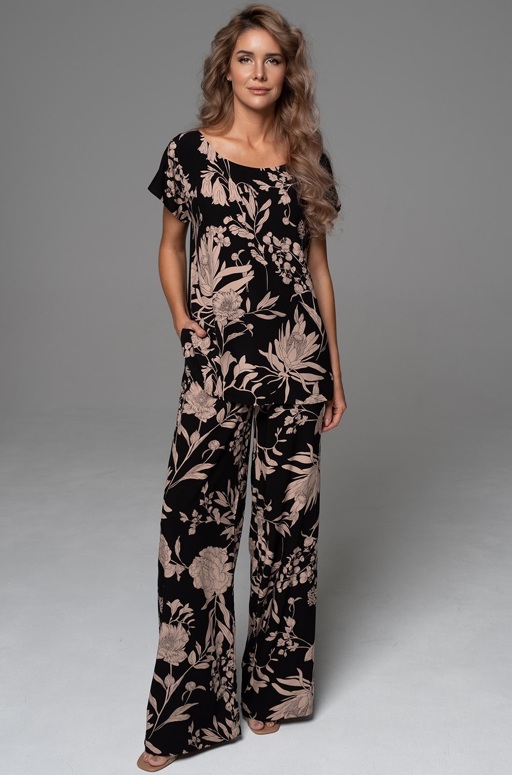 Пижама топ свободного силуэта и широкие брюки вискоза Рене 5115 Mia-Amore