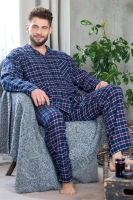 Тёплая пижама мужская рубашка со штанами в клетку фланелевая MNS 414 KEY
