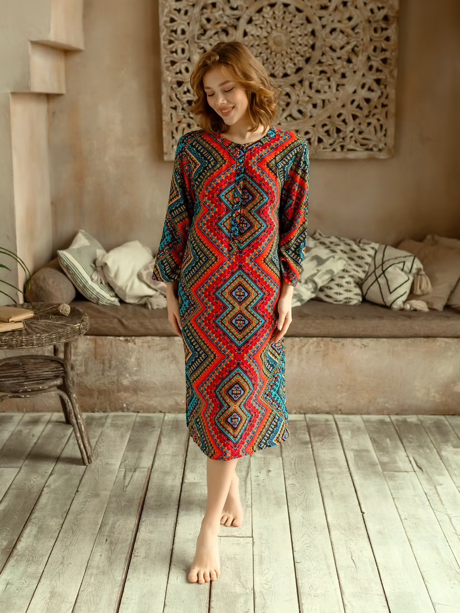 Туника женская из вискозы средней длины Jana Яна 16435 красный Миа-Миа