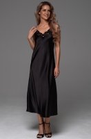 Элегантная длинная сорочка чёрная с кружевом Merlot 4744 Mia-Amore