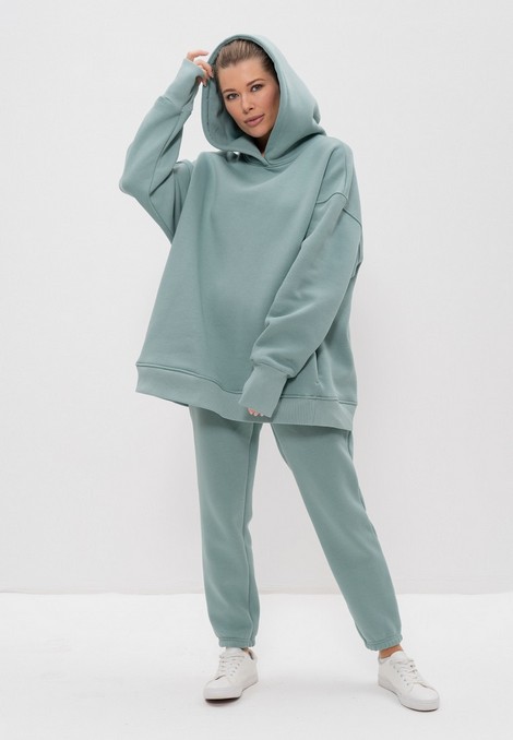 Спортивный костюм женский худи с брюками утепленный 1143 оливка Cleo