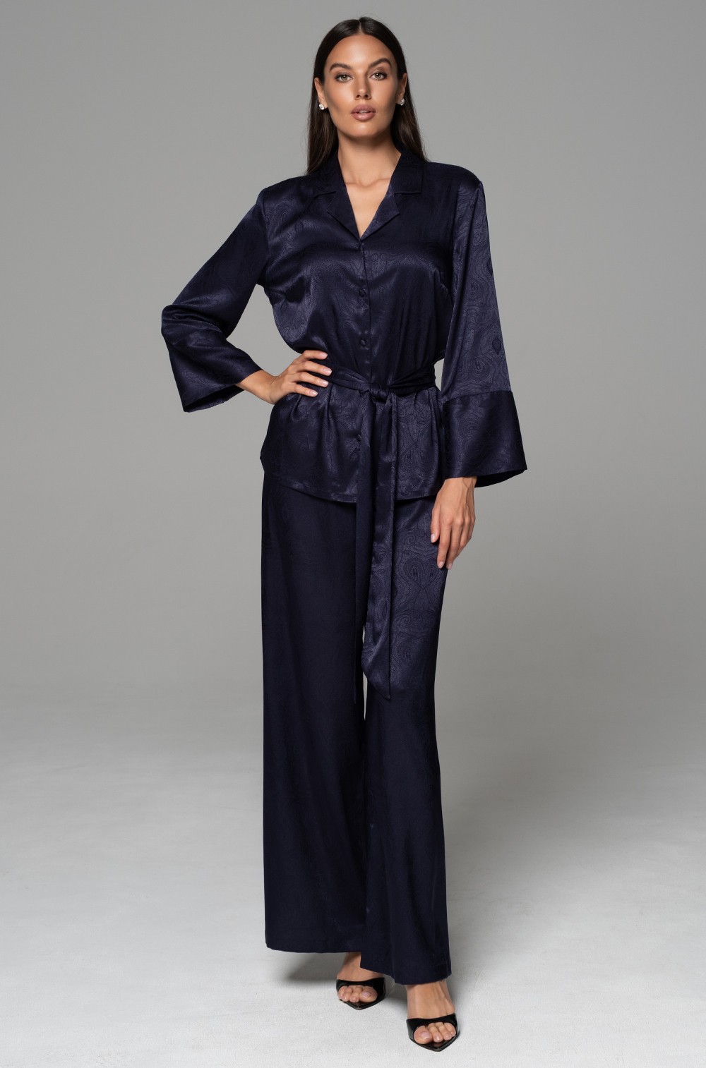 Шёлковая брючная пижама на пуговицах Анора 4806 Mia‑Amore