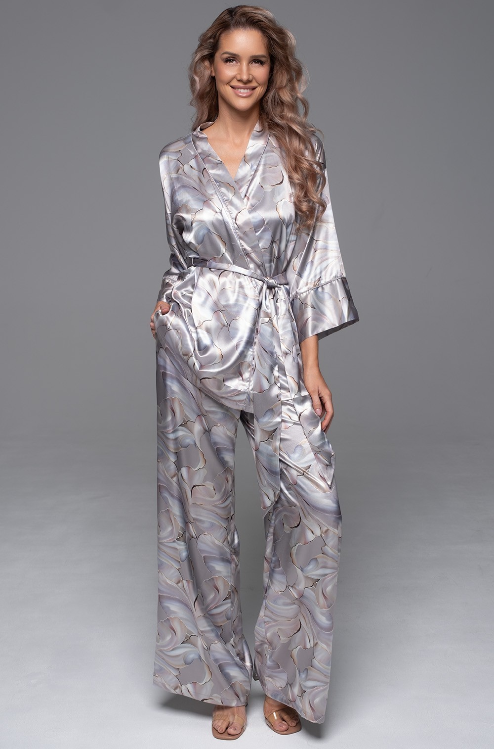 Шелковая пижама запашной жакет топ брюки Mia-Amore 4715 Ла Перла