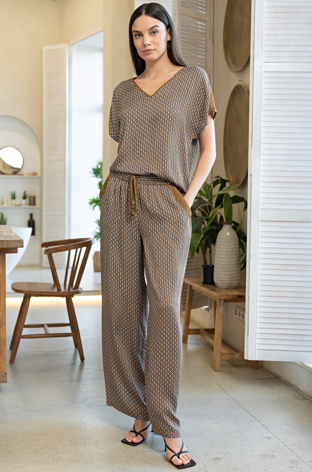 Пижама свободный топ с брюками из вискозы с шёлком 5135 Донна Mia-Amore