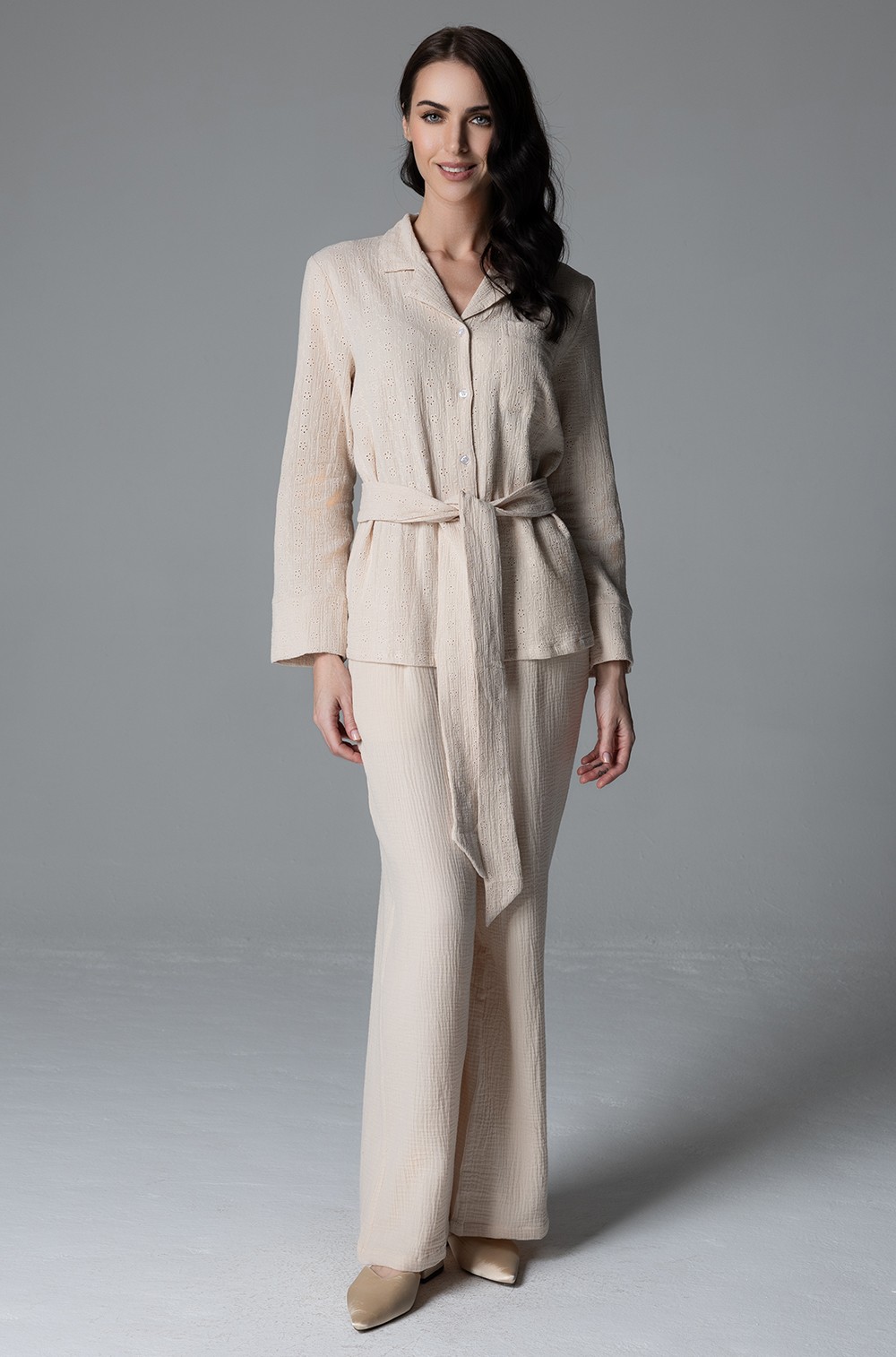 Комплект Mia-Amore Sesilia 5626 рубашка и брюки из муслина беж
