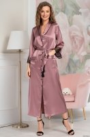 Элегантный длинный халат на пуговицах из шёлка Mia-Amore Оливия 3649 роза