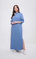 Платье женское льняное в пол прямое большие размеры джинсовый 1409 CLEO