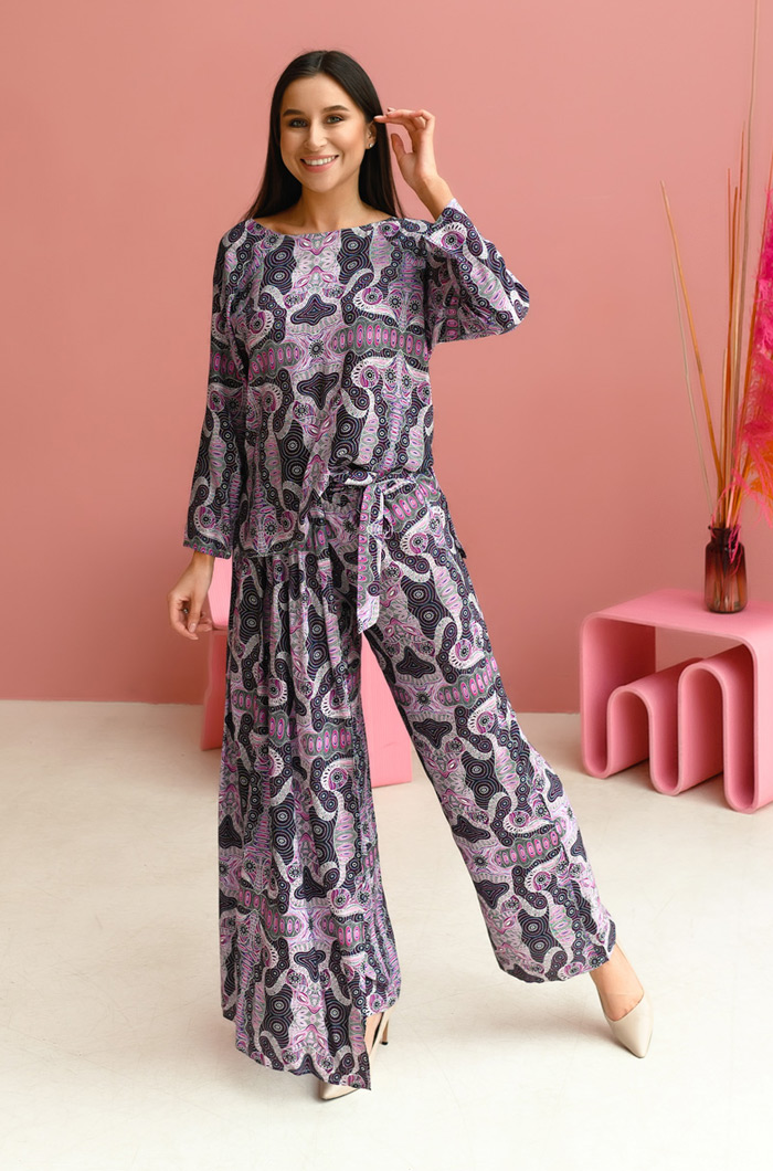 Стильный женский комплект из вискозы блуза с брюками 16517 Alba Миа-Миа