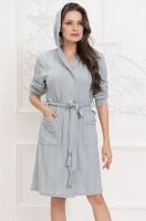 Халат на пуговицах с капюшоном c фигурной вязкой Джесси 5079 Mia-Amore