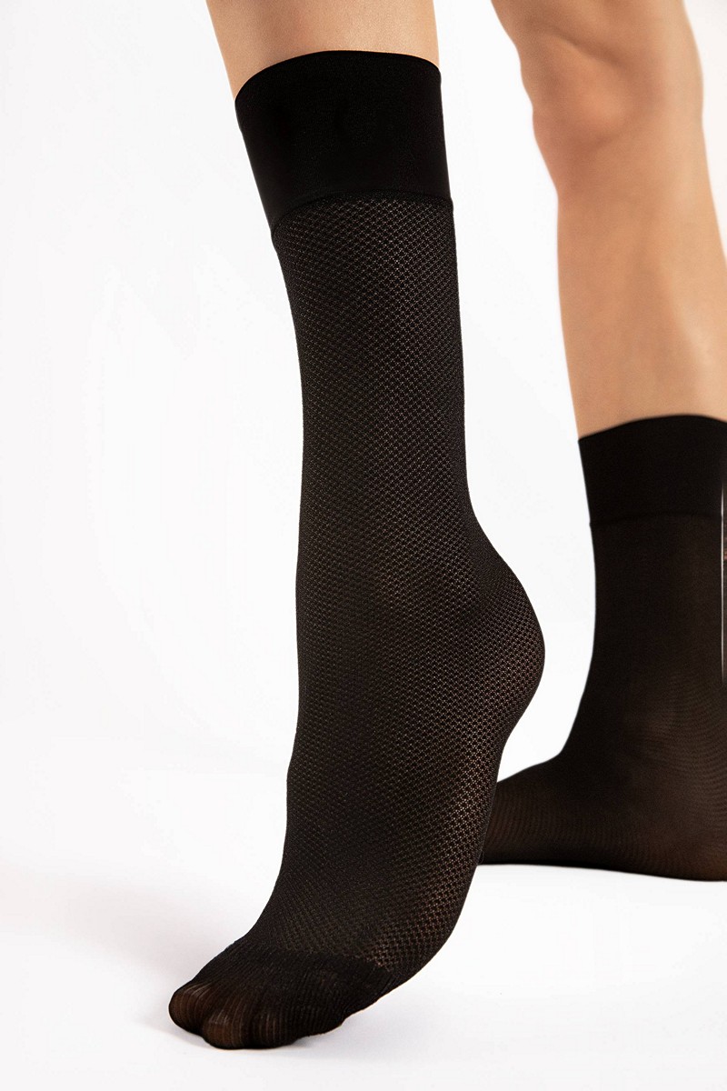 Носки женские сетчатые чёрные 1168/G FOXTROT 20 DEN Fiore Польша